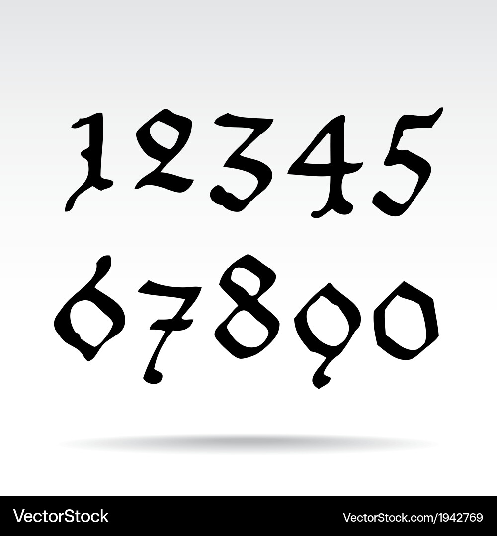 Old Gothic Numbers - Handwritten Script vector image
