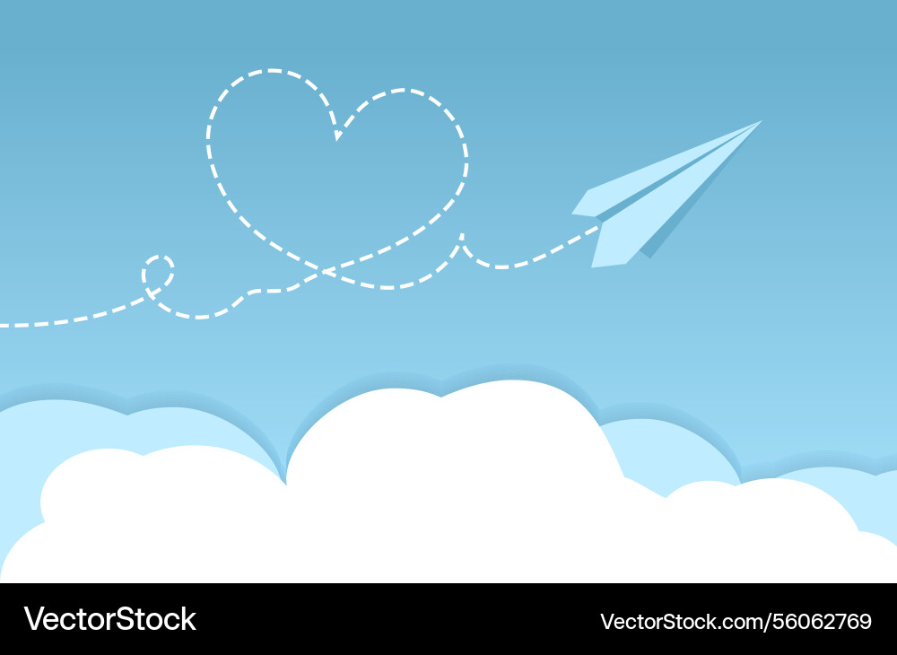 Paper plane with heart path Vector Image