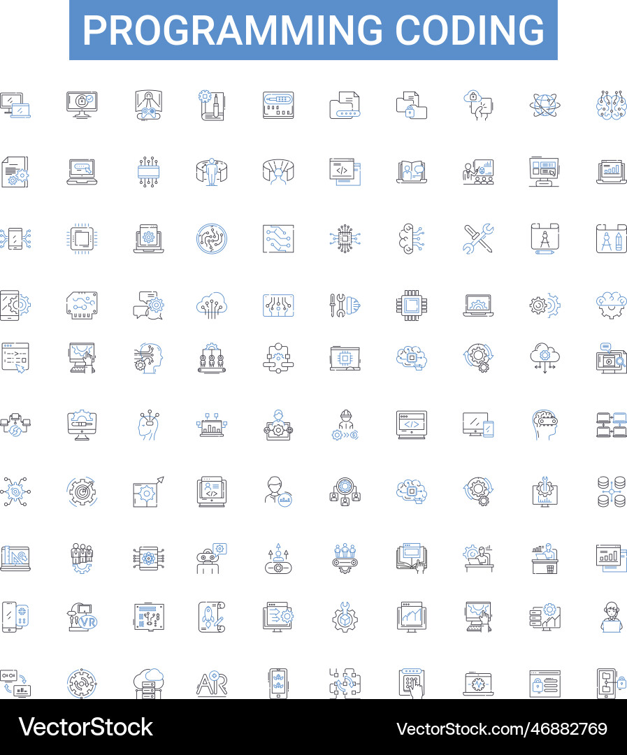 Programming coding outline icons collection Vector Image
