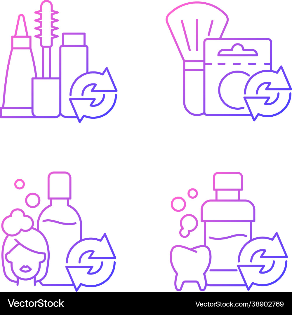 Reusable options gradient linear icons set Reusable options gradient linear icons set vector image