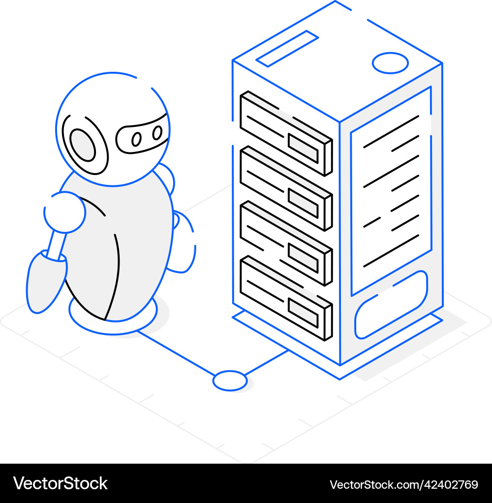 Server robot vector image