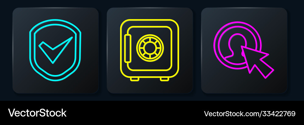 Set line shield with check mark user man Set line shield with check mark user man vector image