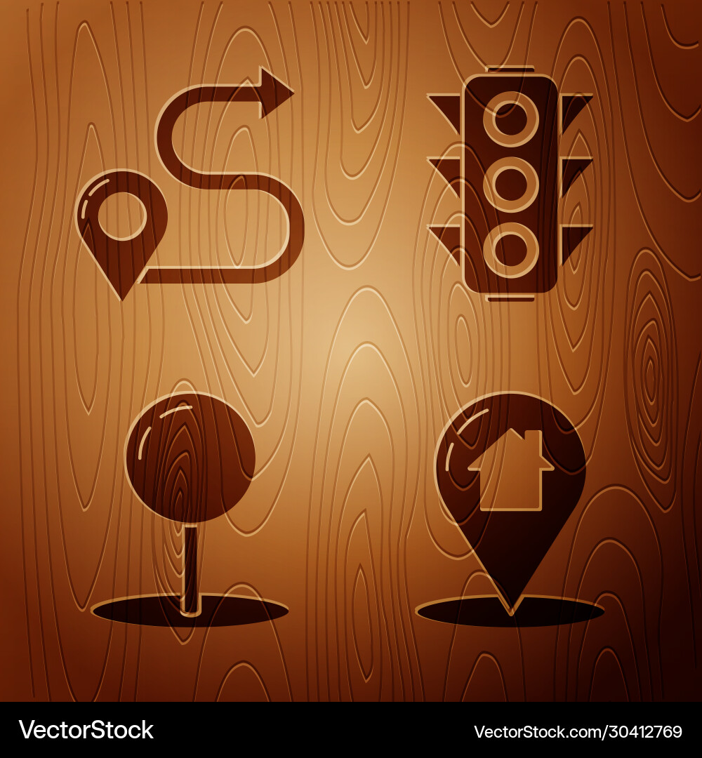Set map pointer with house route location push Set map pointer with house route location push vector image