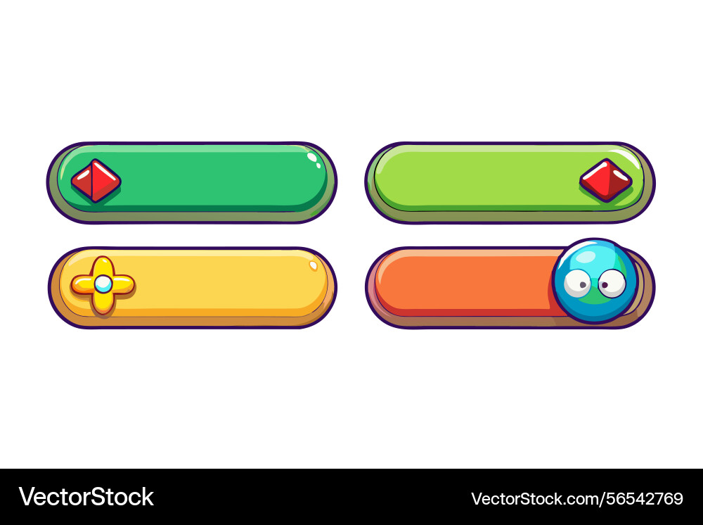 Set of colorful previous and next buttons vector image