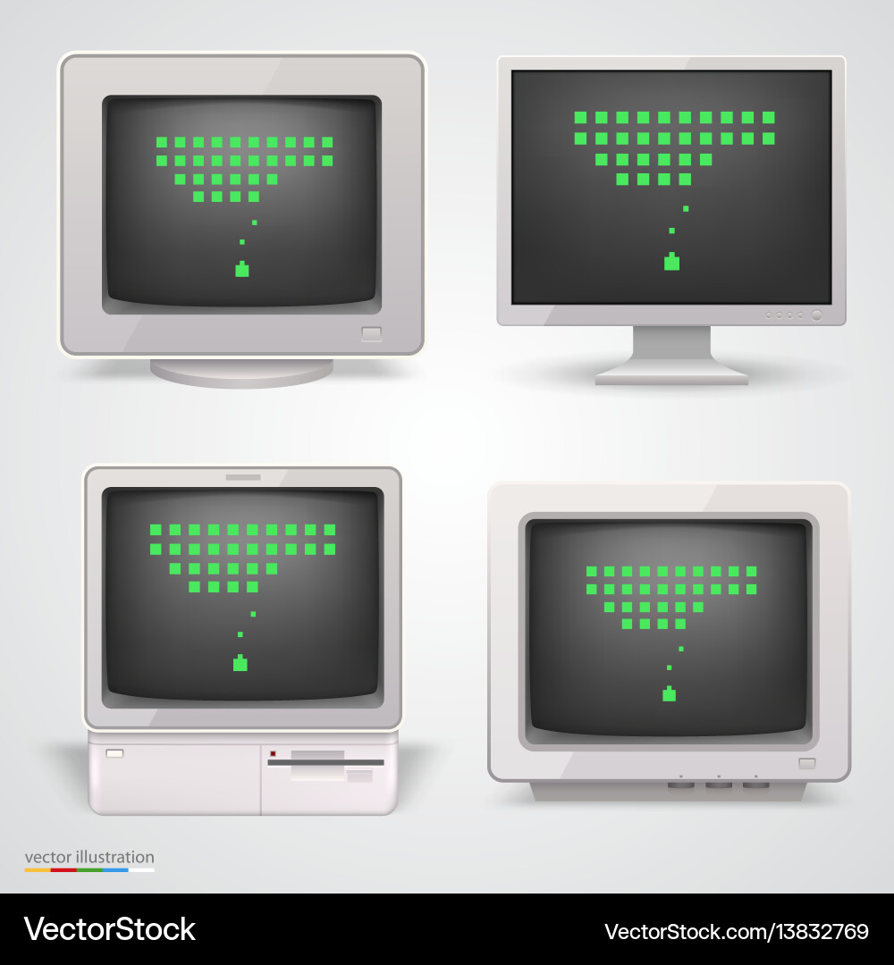 Set of retro computers Set of retro computers vector image