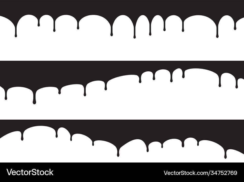 Set three black paint dripps blobs for your Set three black paint dripps blobs for your vector image