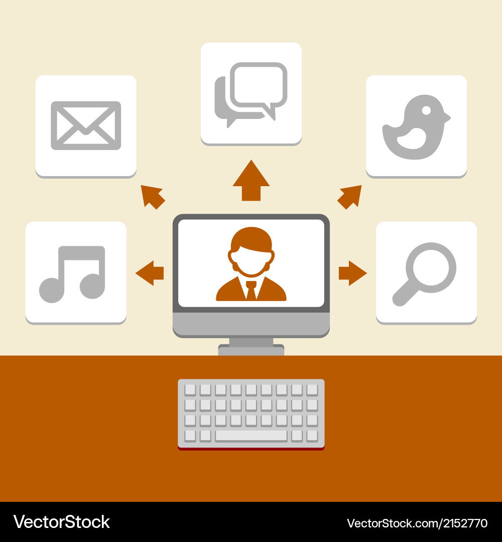 Abstract scheme of modern computer network vector image