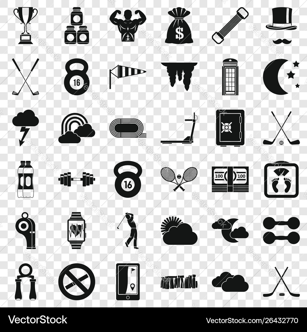 Bodybuilding icons set simple style Vector Image