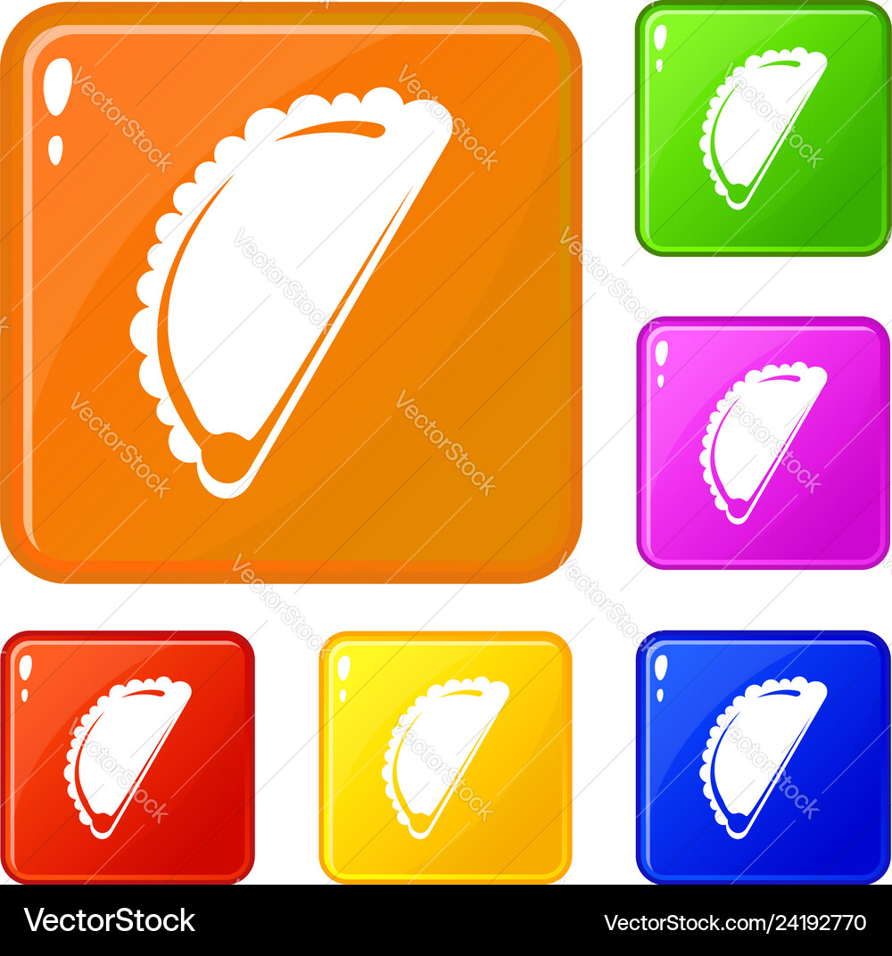 Cheburek icons set color Cheburek icons set color vector image