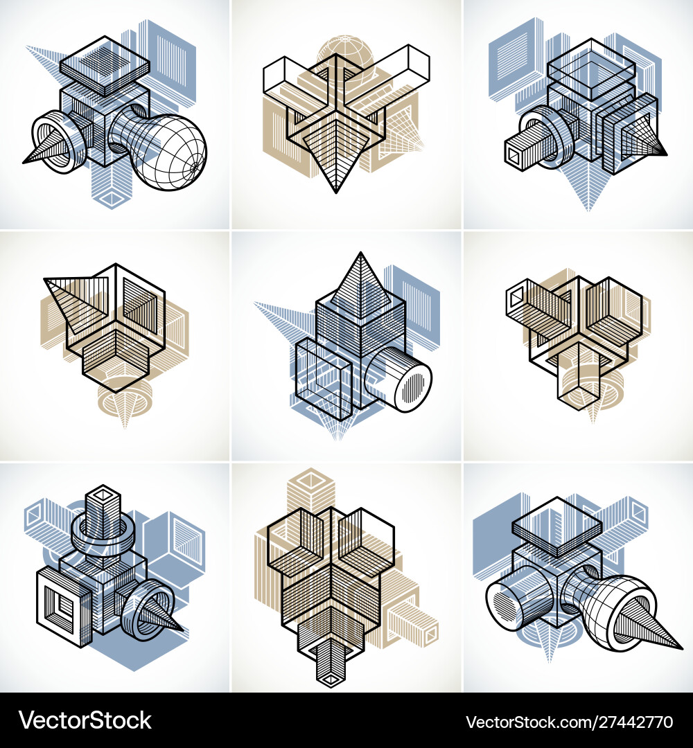 Engineering abstract geometric shapes simple set Engineering abstract geometric shapes simple set vector image