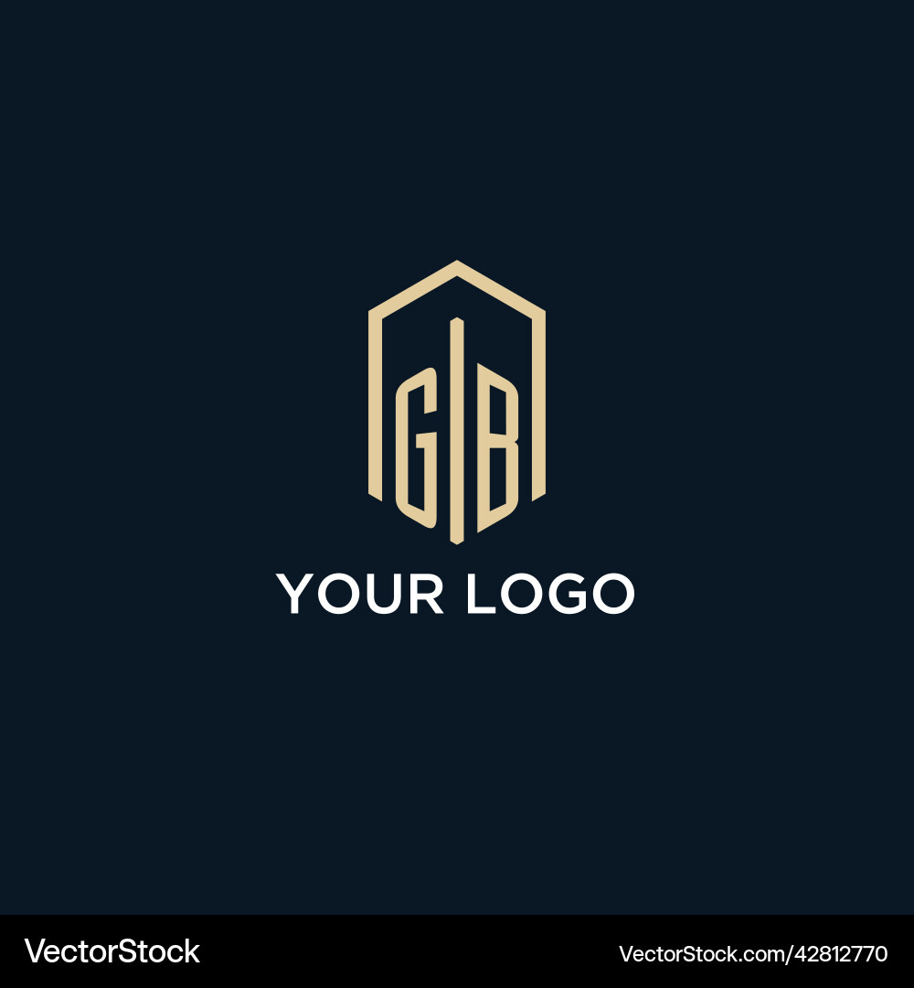 Gb initial monogram logo with hexagonal shape Gb initial monogram logo with hexagonal shape Vector Image