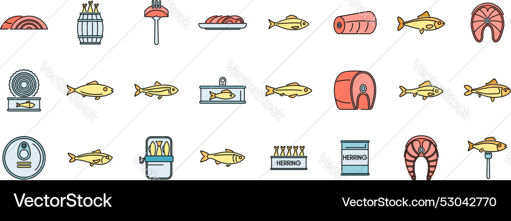 Hering Fisch Meeresfrüchte Lebensmittelkonservierung Hering Fisch Meeresfrüchte Lebensmittelkonservierung vektorbild