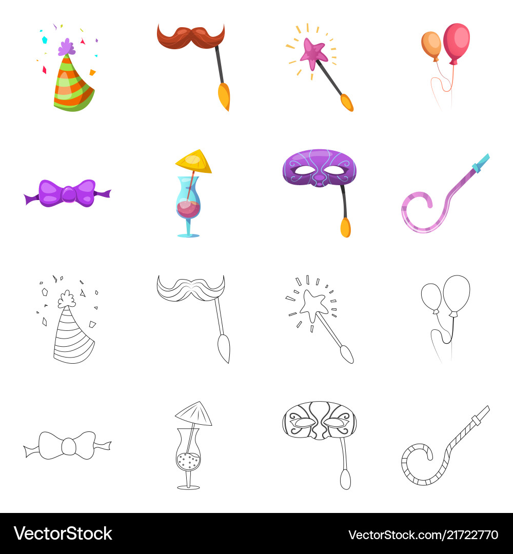 Isolated object of party and birthday symbol set Vector Image