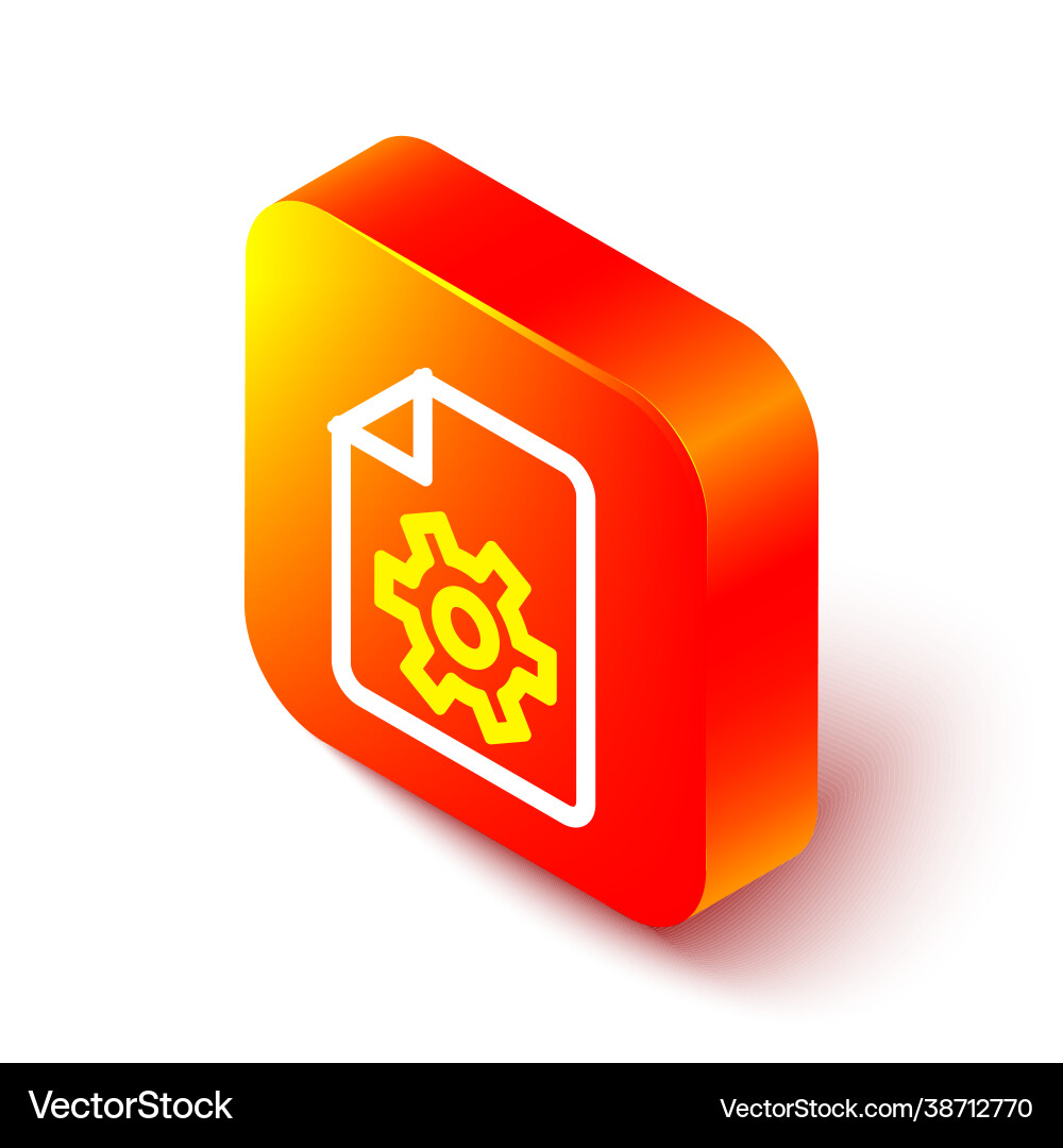 Isometric line document settings with gears icon Isometric line document settings with gears icon vector image