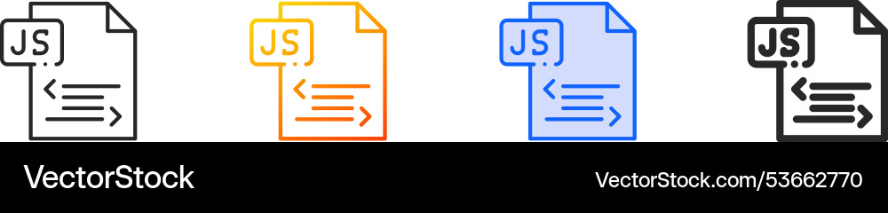 Js iconthin linear gradient blue stroke and bold Js iconthin linear gradient blue stroke and bold vector image