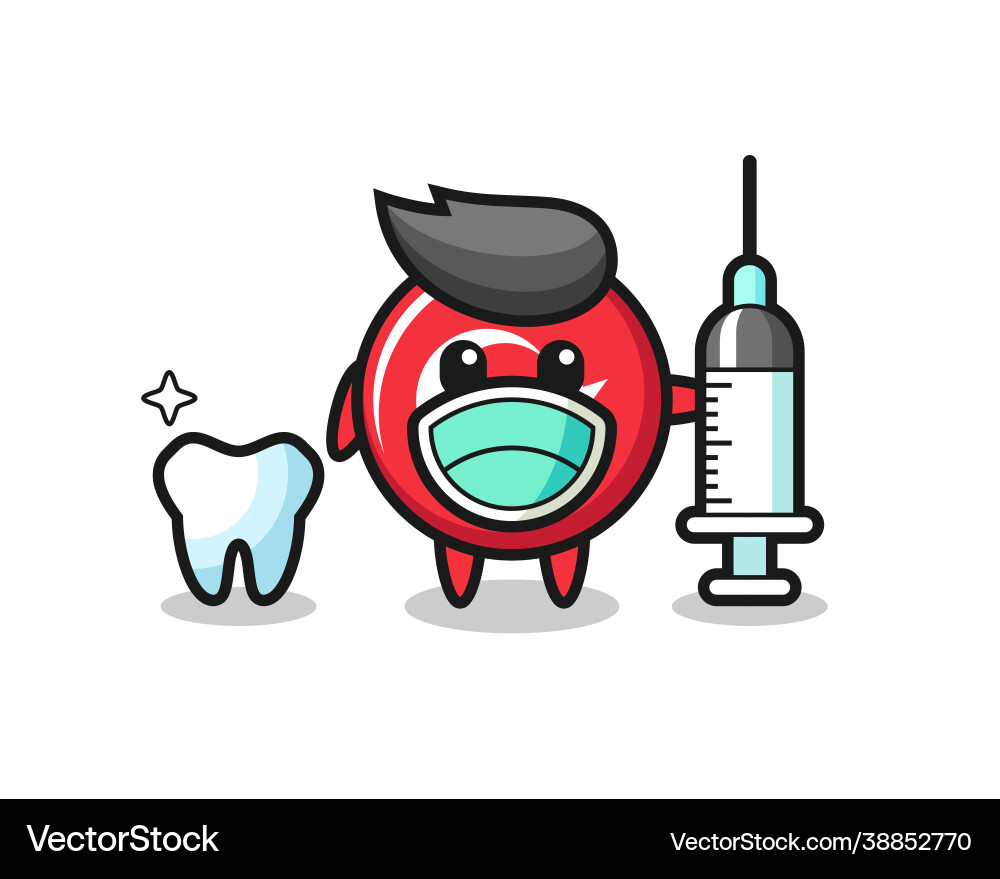 Mascot character turkey flag badge as a dentist Mascot character turkey flag badge as a dentist vector image