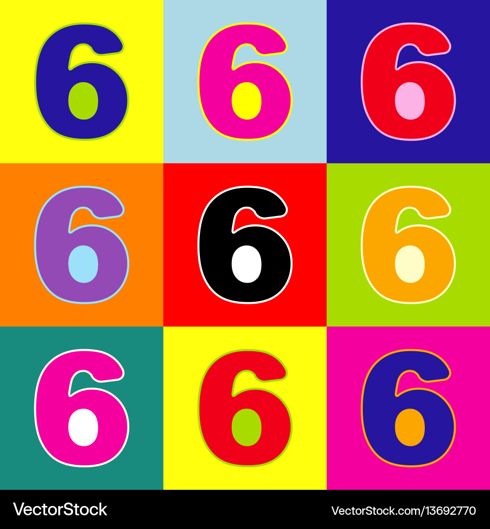 Number 6 sign design template element pop vector image