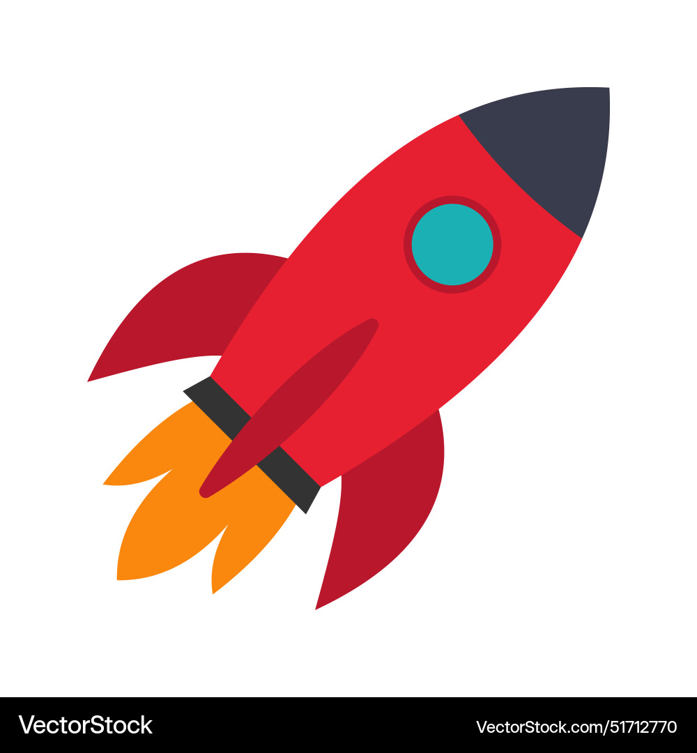 Rocket flying in space spaceship launch vector image
