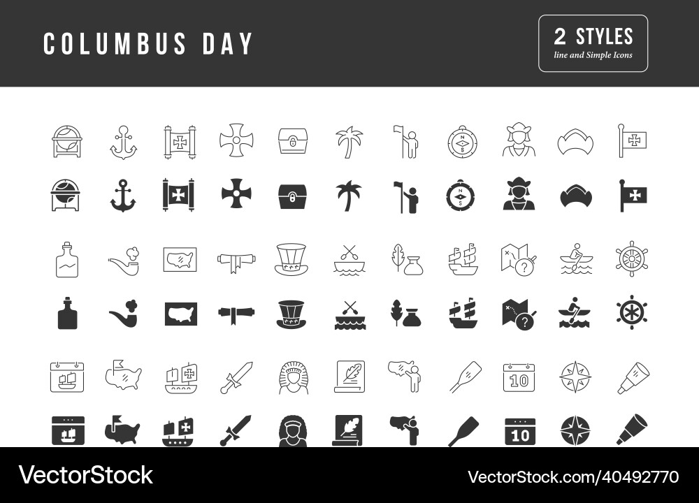 Set of simple icons columbus day Set of simple icons columbus day vector image
