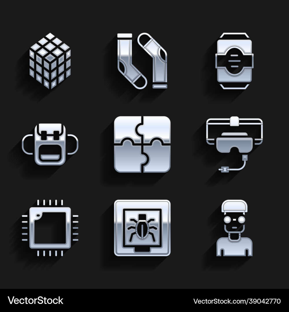 Set piece of puzzle insects in a frame nerd geek Set piece of puzzle insects in a frame nerd geek vector image