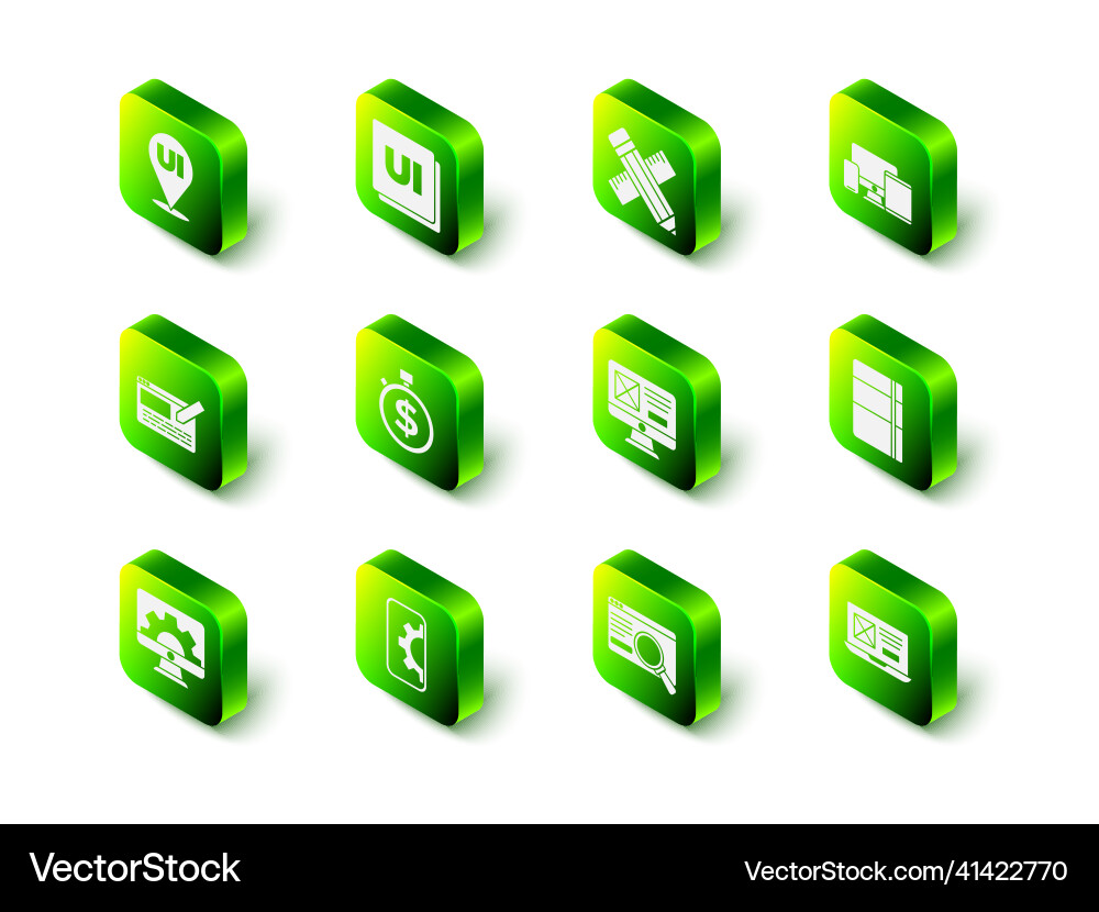 Set ui or ux design crossed ruler and pencil Set ui or ux design crossed ruler and pencil vector image