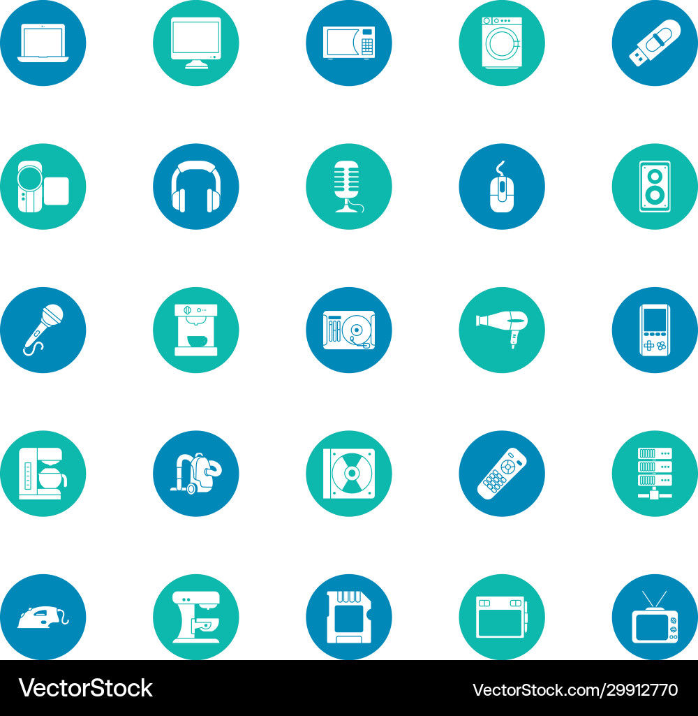 Technology block style icon set design Vector Image