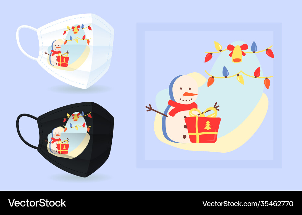 Vibrant christmas ornament face mask mockup Vibrant christmas ornament face mask mockup vector image