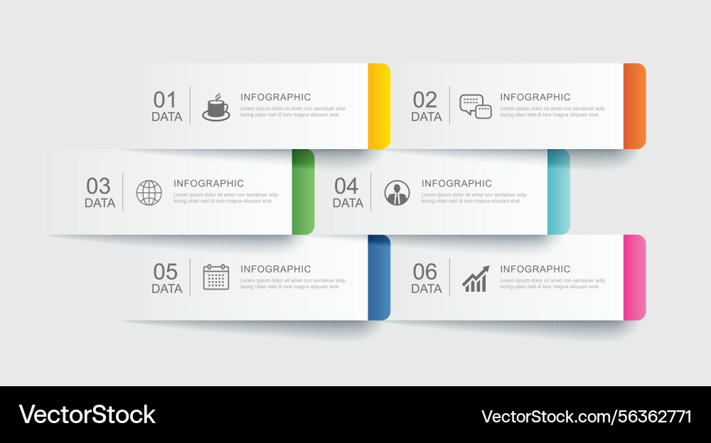 6 data infographics tab paper index template 6 data infographics tab paper index template vector image