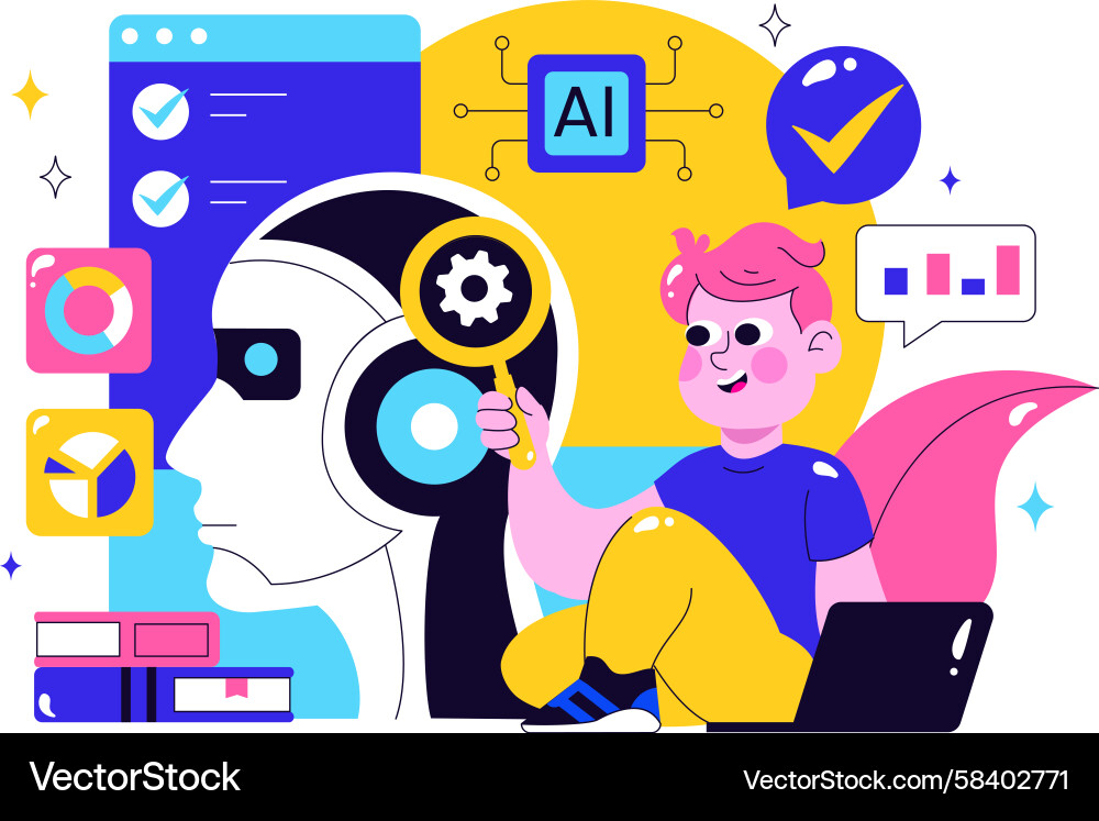 Artificial Intelligence & Machine Learning Vector Image