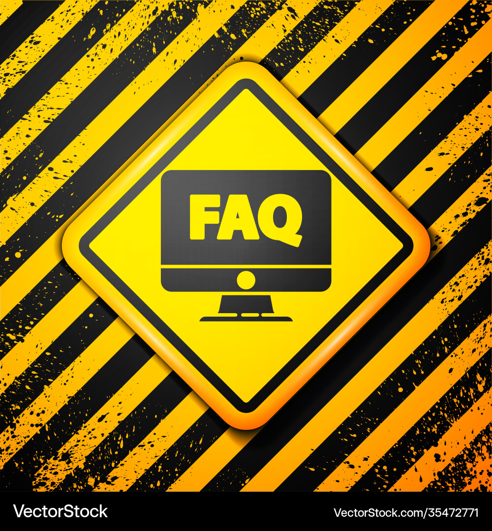 Black computer monitor and faq icon isolated vector image