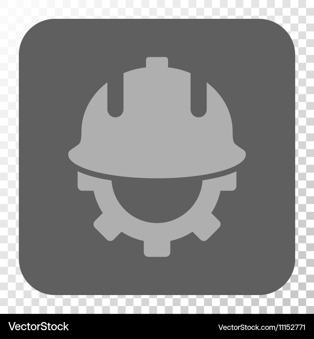 Development helmet rounded square button vector image