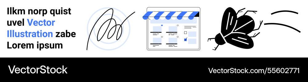 Digital interface design elements with signature Digital interface design elements with signature vector image