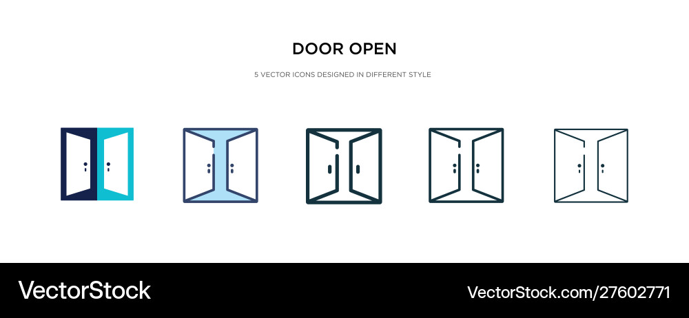 Door open icon in different style two colored Door open icon in different style two colored vector image