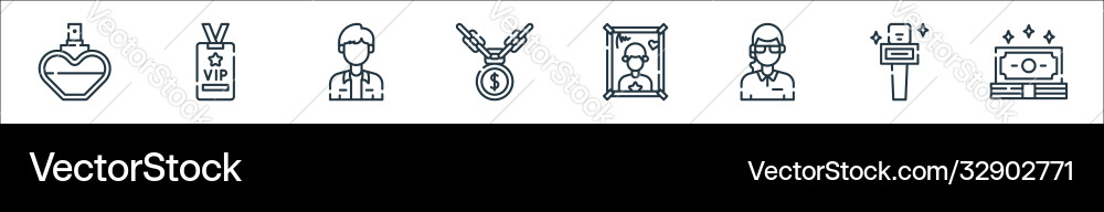 Fame line icons linear set quality Fame line icons linear set quality vector image