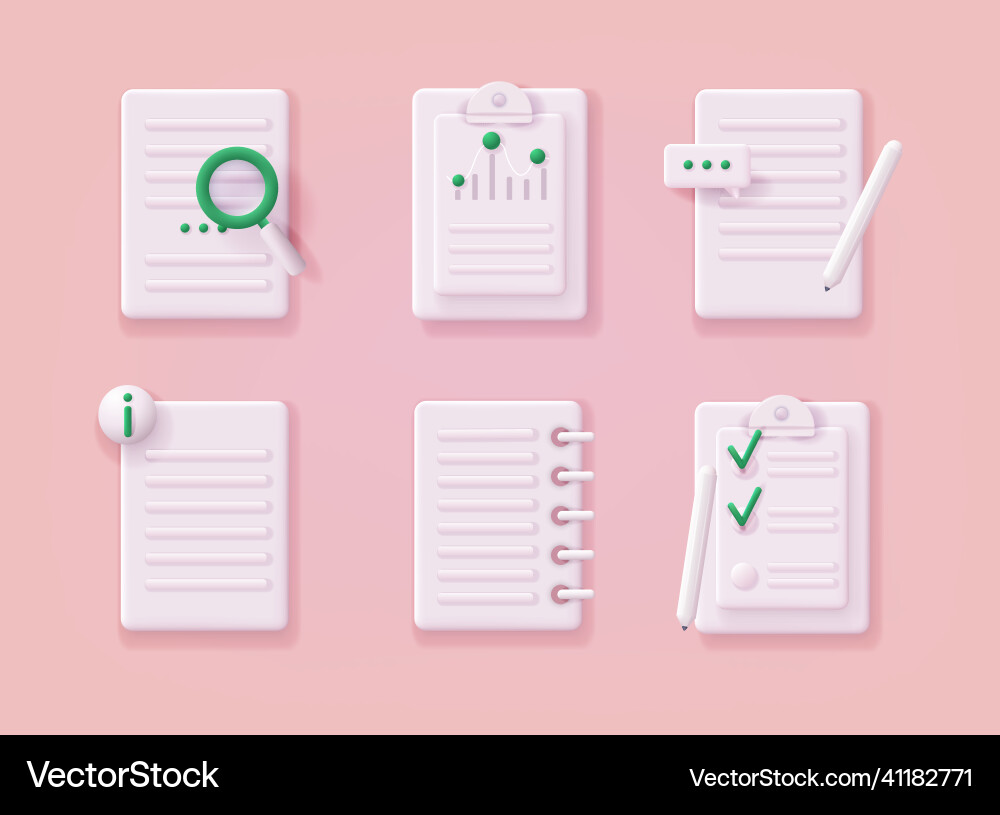 Icon set file document 3d web Icon set file document 3d web vector image