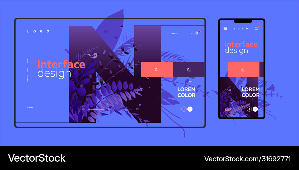 Image mobile and desktop website template Image mobile and desktop website template vector image