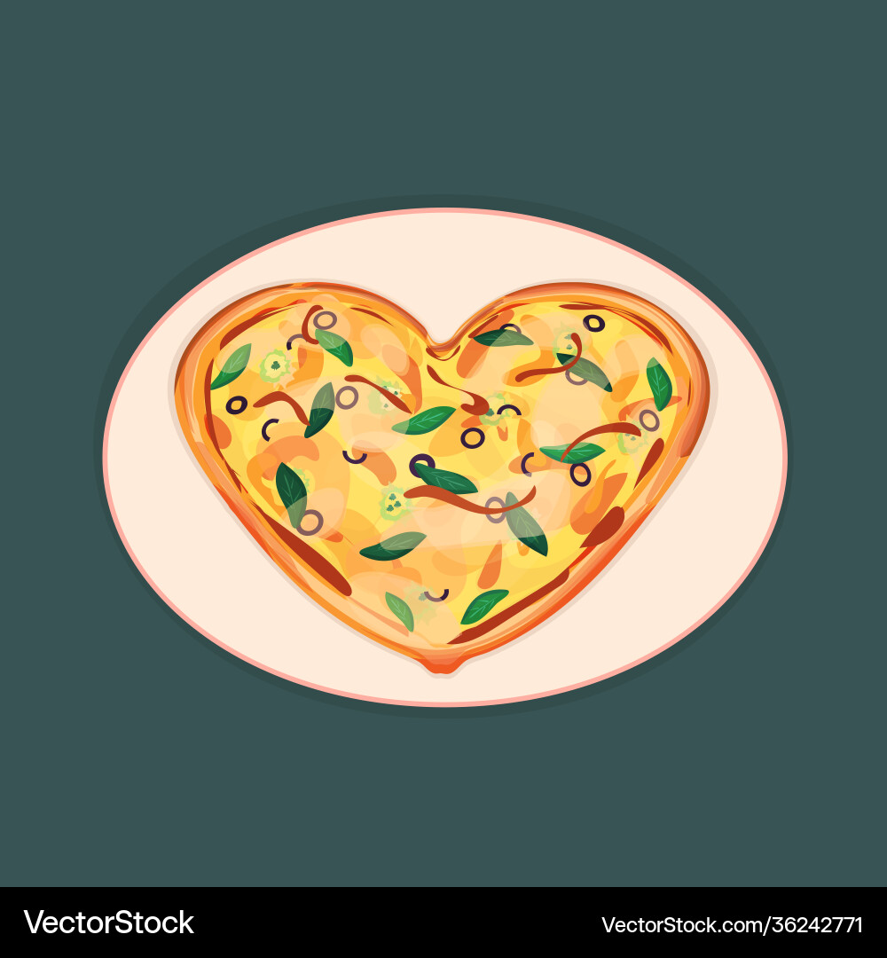 Isolated heart shaped pizza for valentines day Isolated heart shaped pizza for valentines day vector image