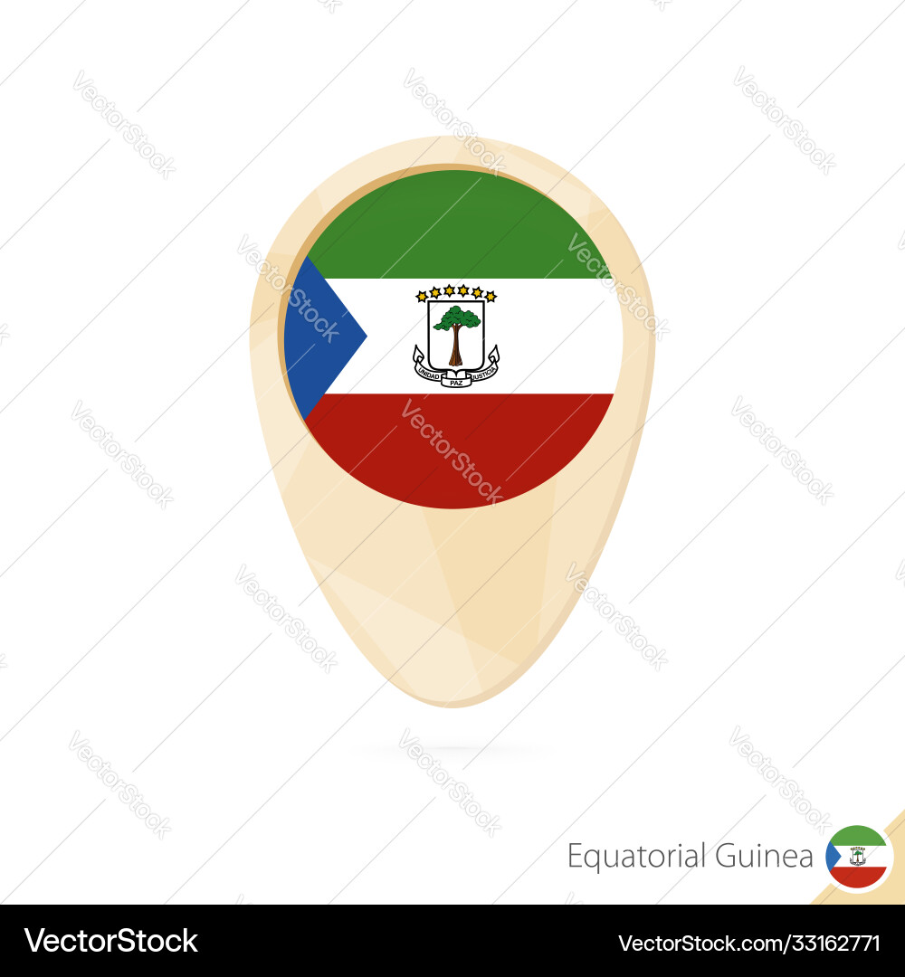 Map pointer with flag equatorial guinea orange vector image
