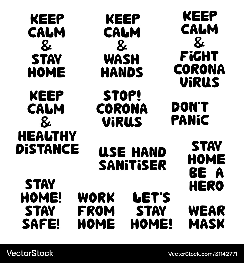Quotes set about coronavirus wash hands healthy Quotes set about coronavirus wash hands healthy Vector Image