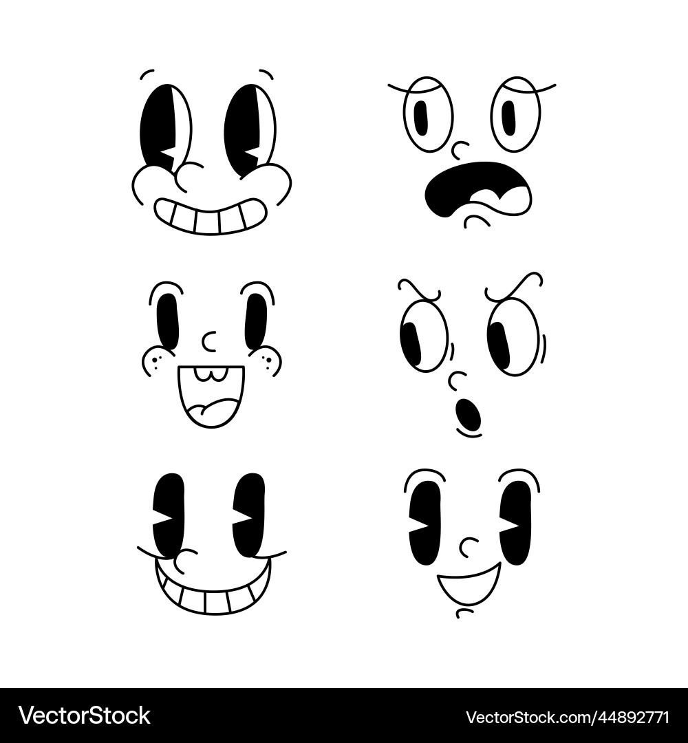 Retro characters funny face design Vector Image