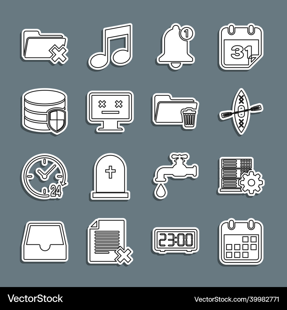 Set line calendar server setting kayak Set line calendar server setting kayak vector image