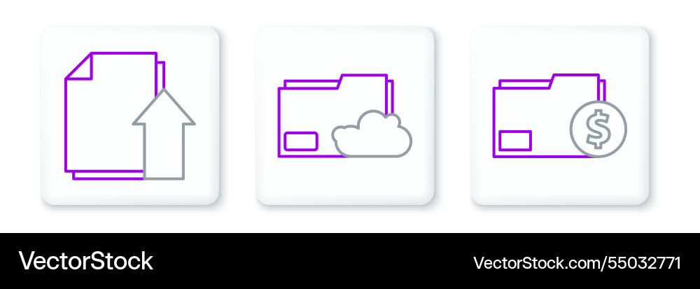 Set line finance document folder upload file vector image