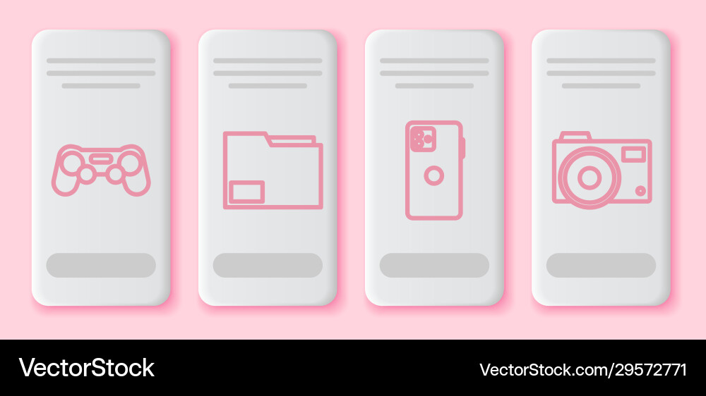 Set line gamepad document folder smartphone vector image