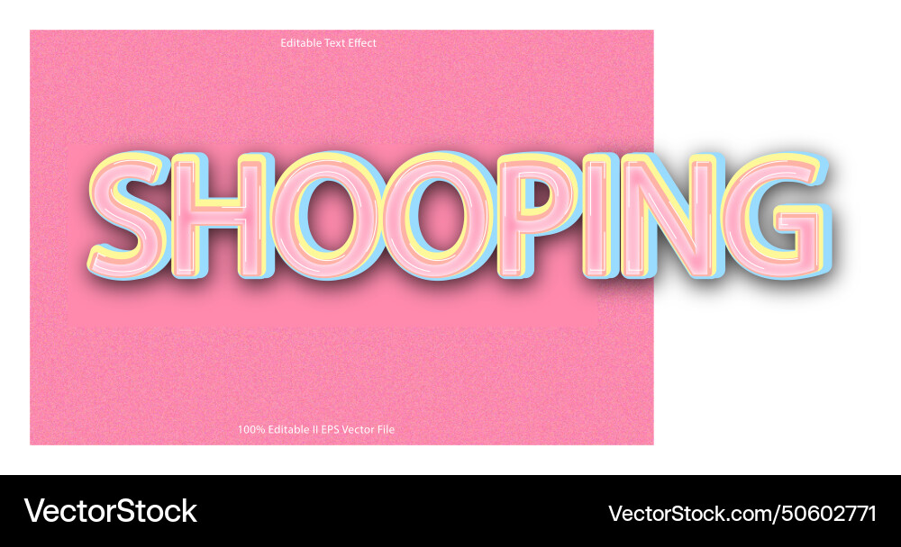 Shopping editable text effect 3d emboss gradient Vector Image