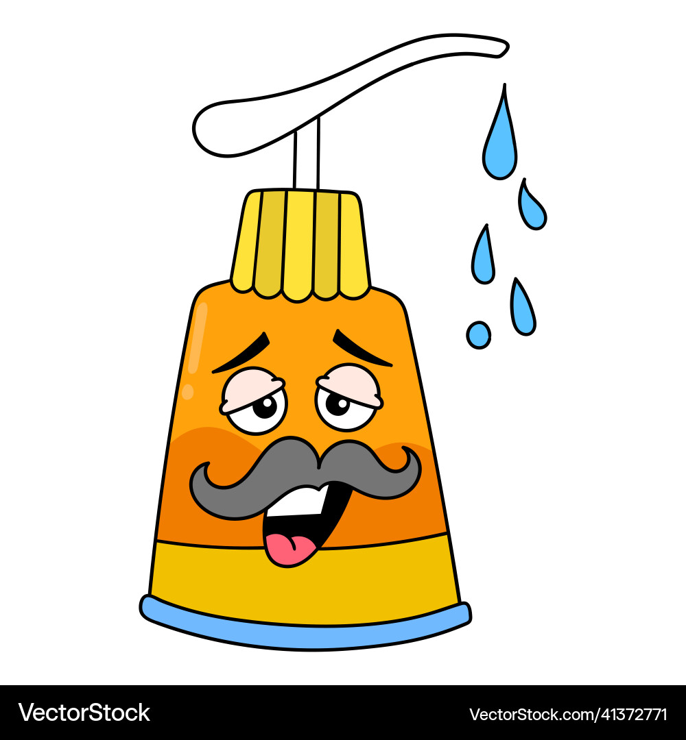 Soap bottle is looking lazy doodle icon image vector image