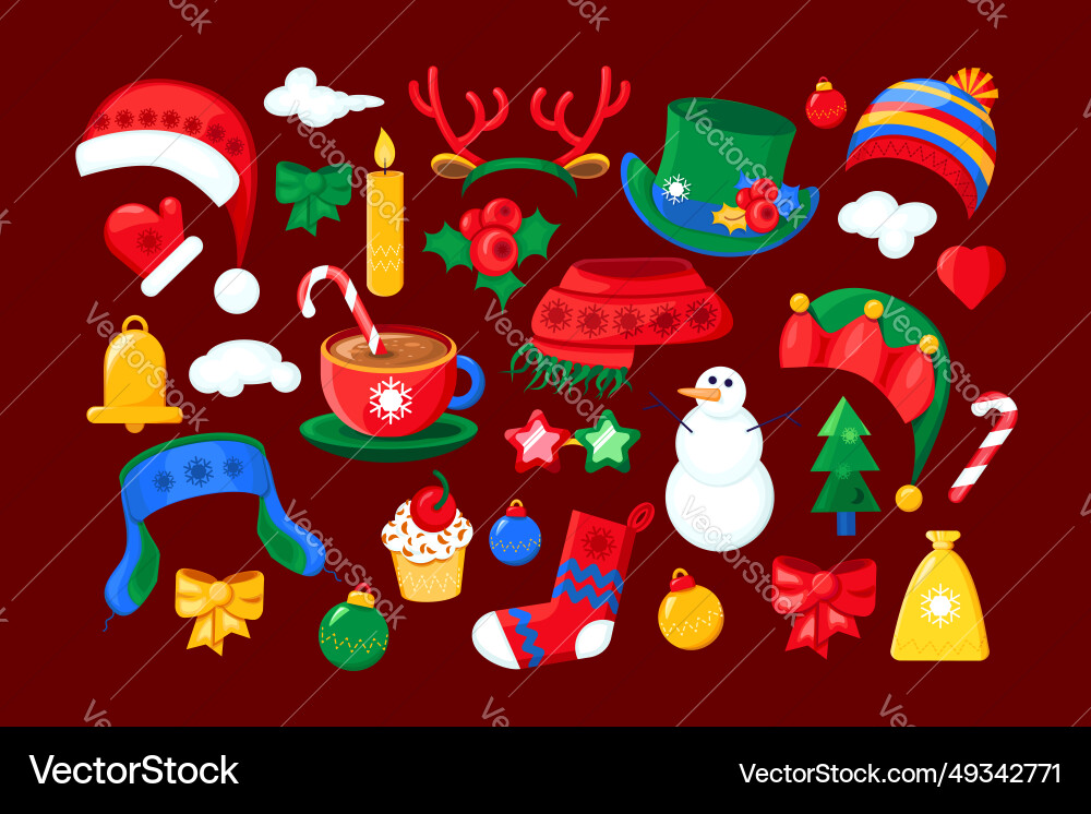 Winter christmas icons cartoon collection Winter christmas icons cartoon collection vector image