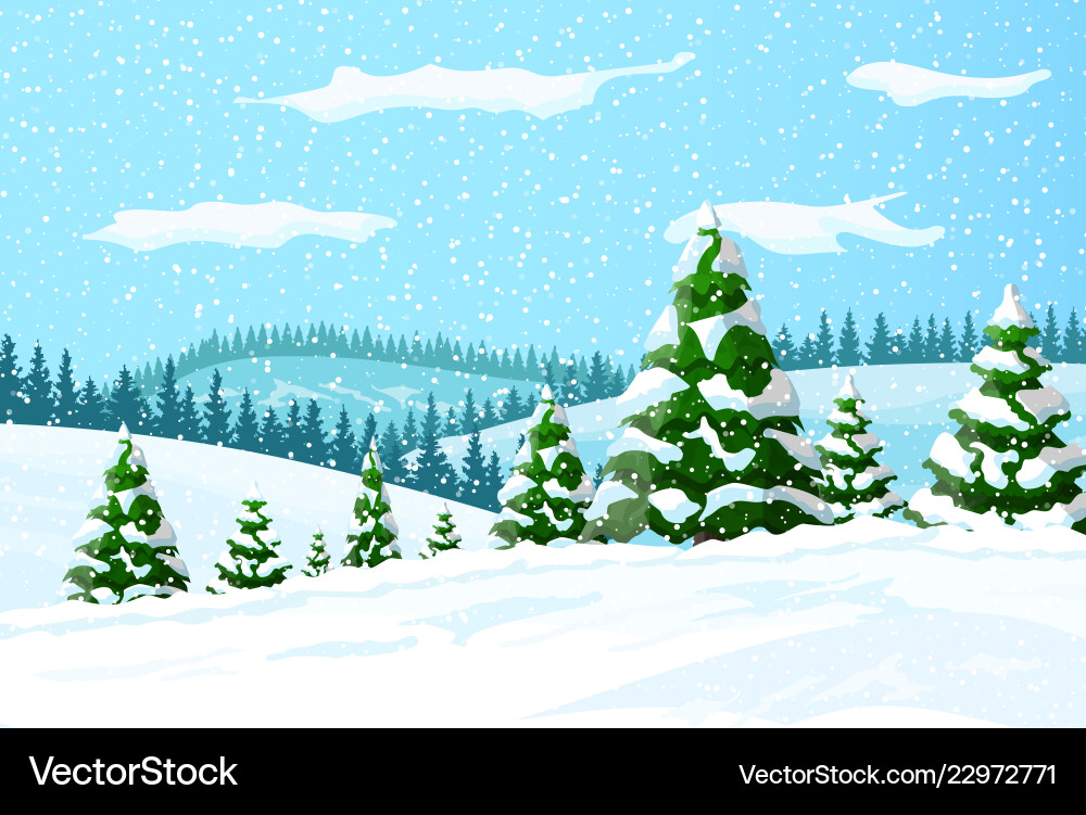 Winter Pine Forest Landscape Royalty Free Vector Image