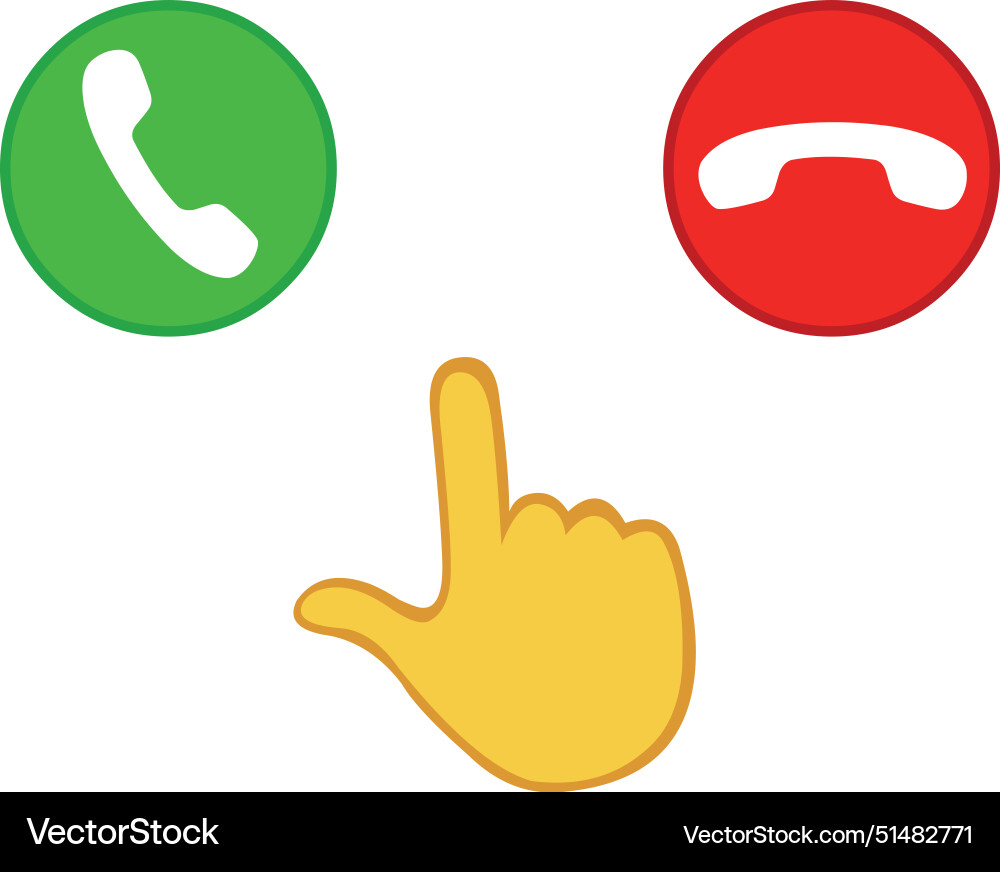 Yellow cartoon hand accept and decline buttons Vector Image