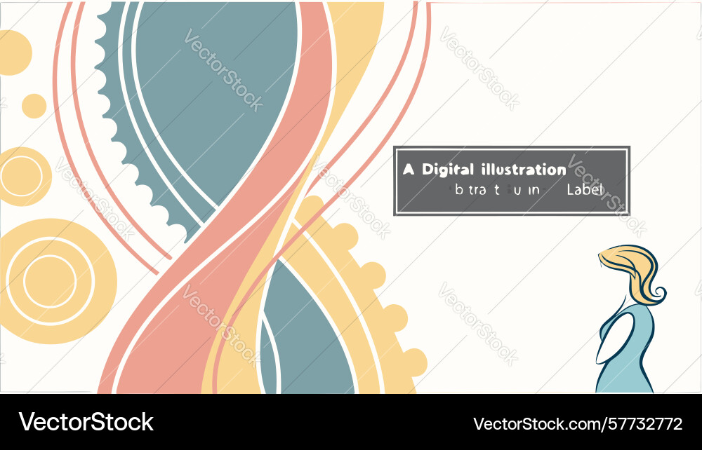 Abstract swirls with gears and digital elements Vector Image