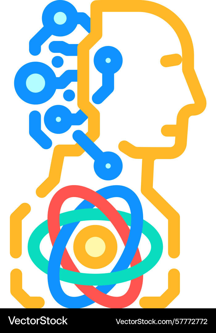 Ai and computing merge quantum computer color icon Ai and computing merge quantum computer color icon vector image